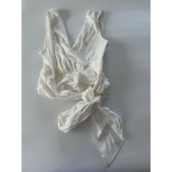 Sunday in Brooklyn x Anthropologie V-Neck White Wrap Top Women's Medium NEW - Picture 3 of 10